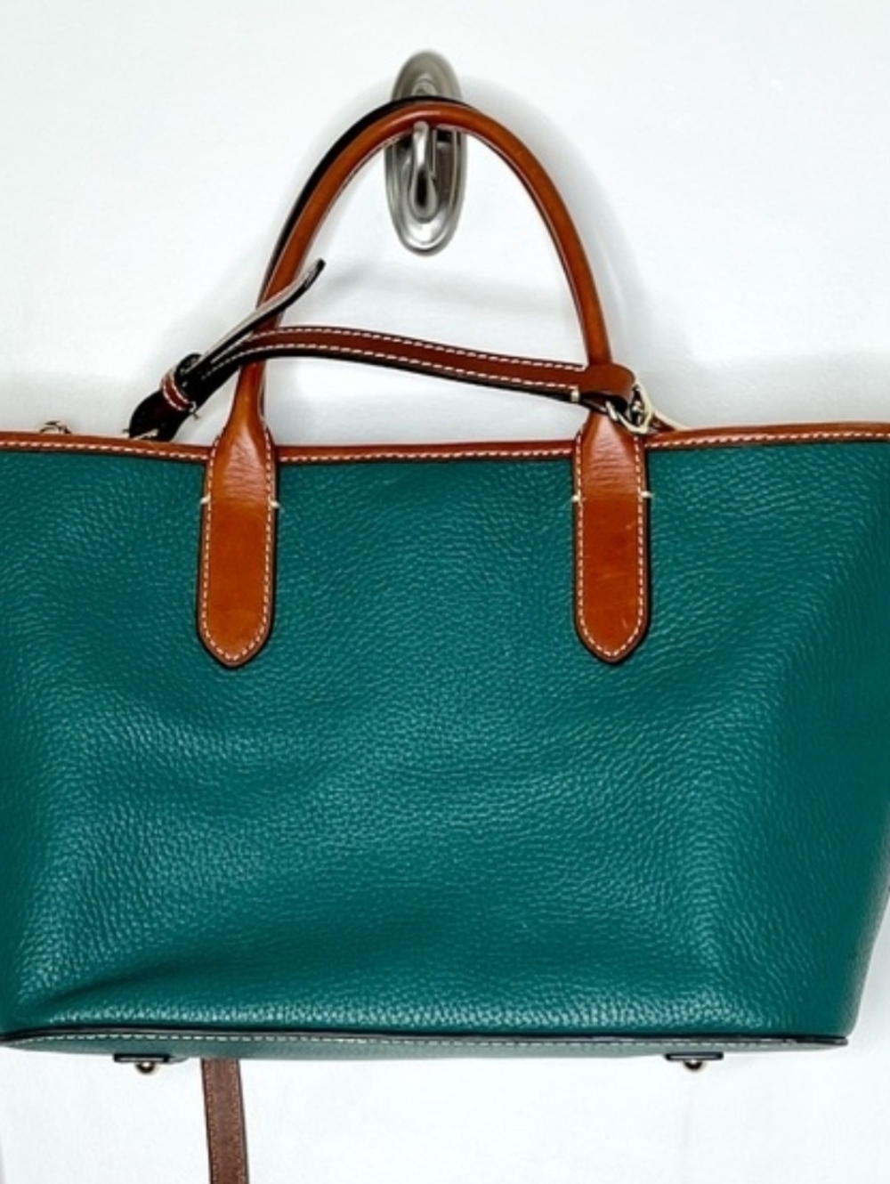 Dooney & Bourke Brielle Green Pebbled Leather Satchel Handbag Shoulder Bag - Picture 3 of 7